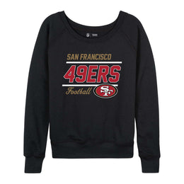 San Francisco 49ers NFL Womens Gameday French Terry Slouchy Top- Raglan Sleeves - Black