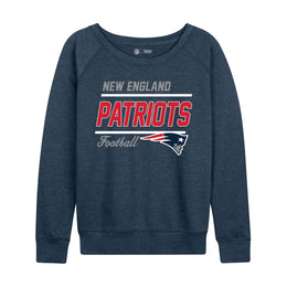 New England Patriots NFL Womens Gameday French Terry Slouchy Top- Raglan Sleeves - Navy