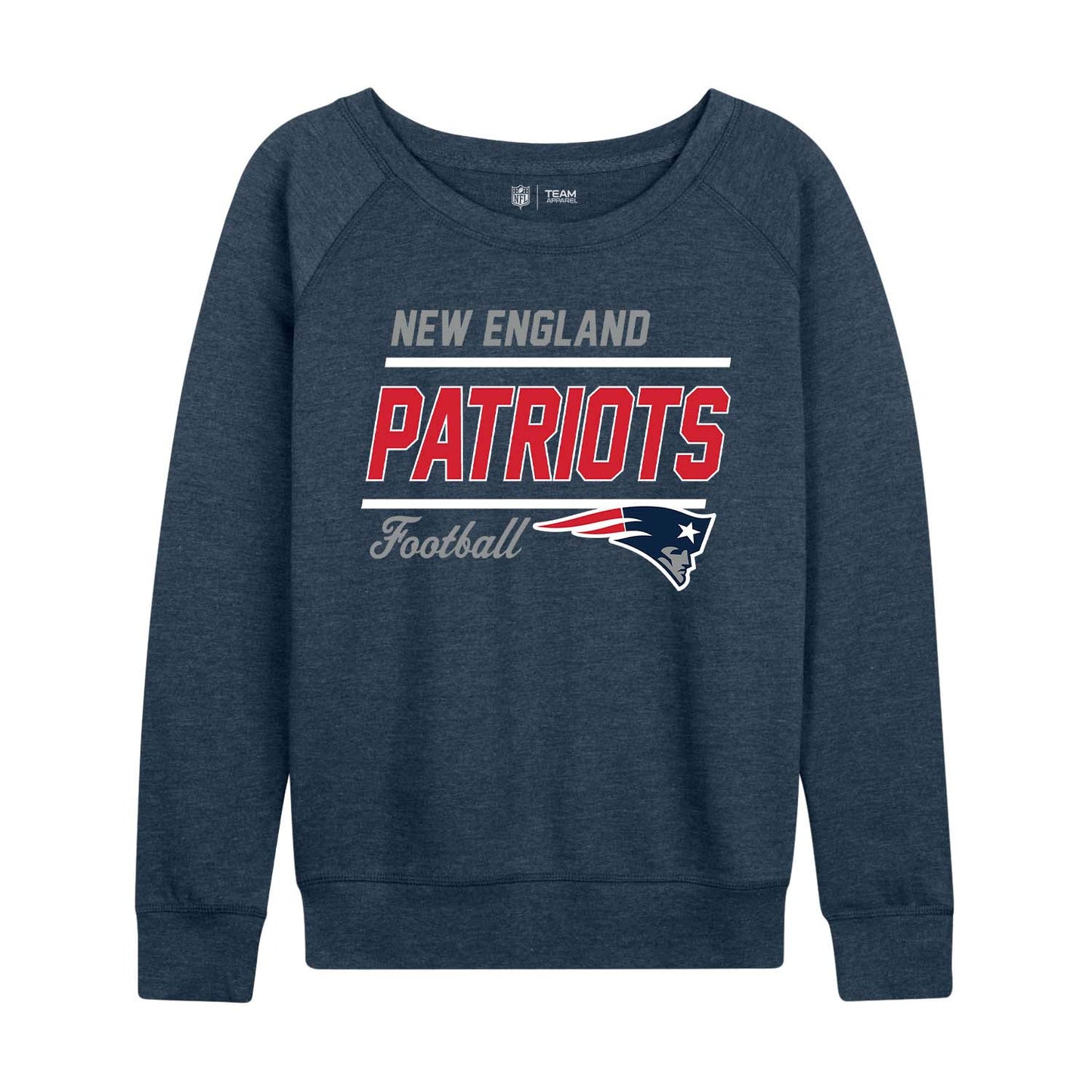 New England Patriots NFL Womens Gameday French Terry Slouchy Top- Raglan Sleeves - Navy