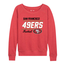 San Francisco 49ers NFL Womens Gameday French Terry Slouchy Top- Raglan Sleeves - Red