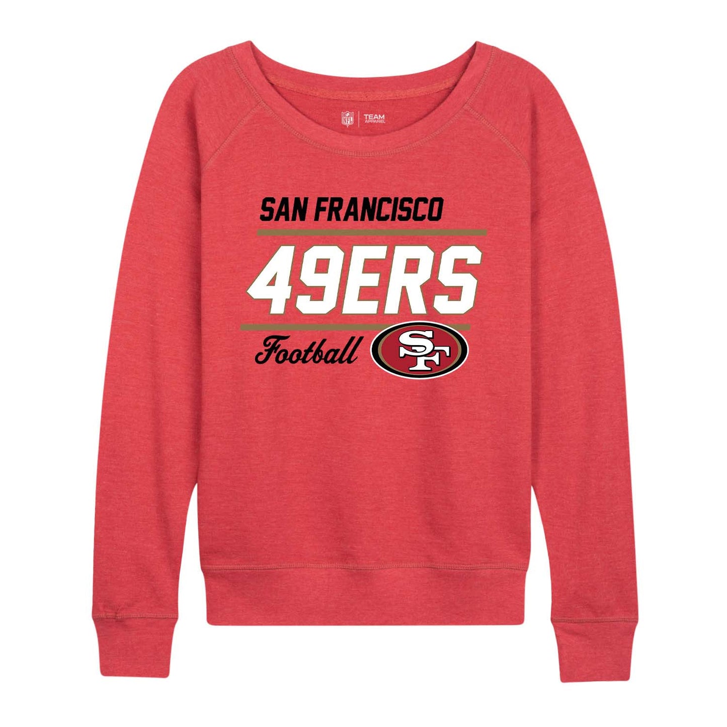 San Francisco 49ers NFL Womens Gameday French Terry Slouchy Top- Raglan Sleeves - Red