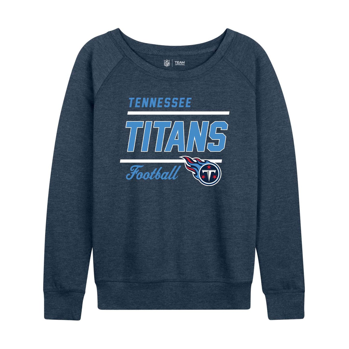 Tennessee Titans NFL Womens Gameday French Terry Slouchy Top- Raglan Sleeves - Navy