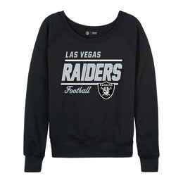 Las Vegas Raiders NFL Womens Gameday French Terry Slouchy Top- Raglan Sleeves - Black