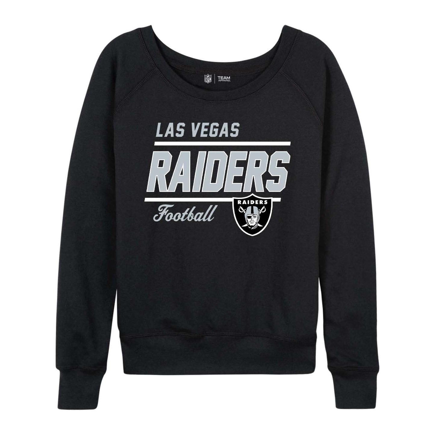 Las Vegas Raiders NFL Womens Gameday French Terry Slouchy Top- Raglan Sleeves - Black