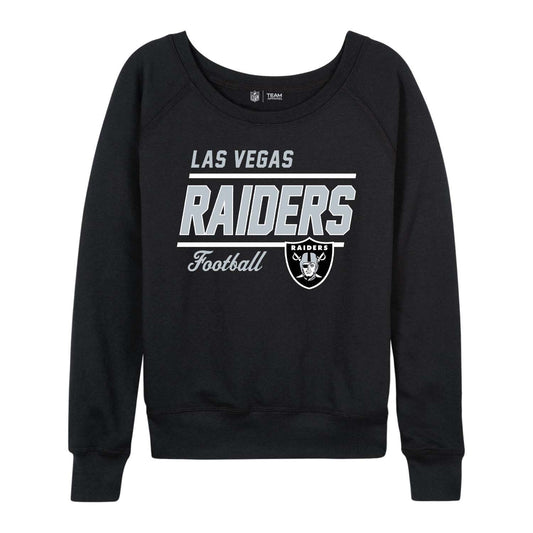 Las Vegas Raiders NFL Womens Gameday French Terry Slouchy Top- Raglan Sleeves - Black