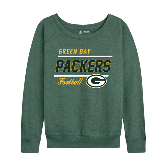 Green Bay Packers NFL Womens Gameday French Terry Slouchy Top- Raglan Sleeves - Green