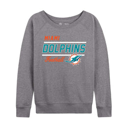 Miami Dolphins NFL Womens Gameday French Terry Slouchy Top- Raglan Sleeves - Sport Gray