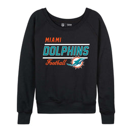 Miami Dolphins NFL Womens Gameday French Terry Slouchy Top- Raglan Sleeves - Black