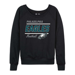 Philadelphia Eagles NFL Womens Gameday French Terry Slouchy Top- Raglan Sleeves - Black