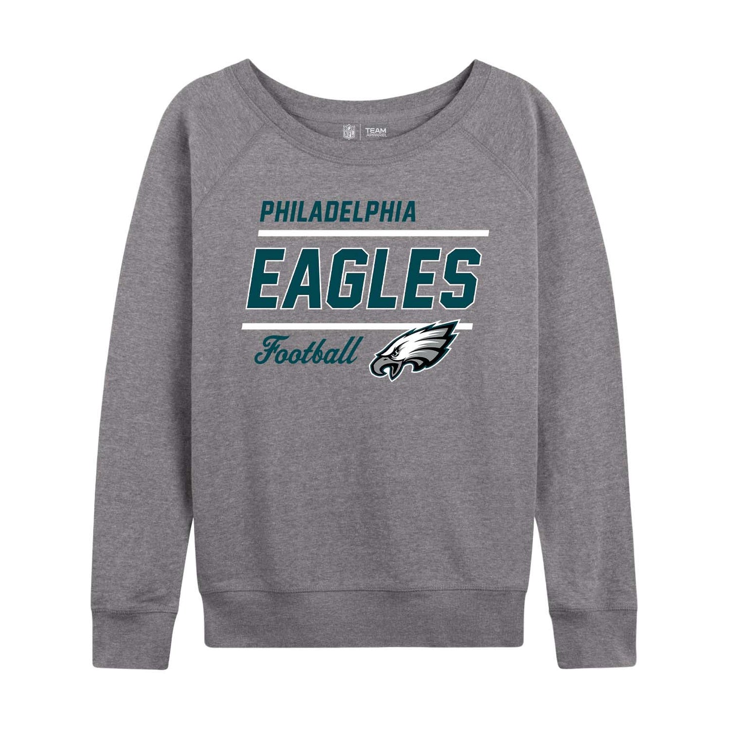 Philadelphia Eagles NFL Womens Gameday French Terry Slouchy Top- Raglan Sleeves - Sport Gray