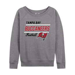 Tampa Bay Buccaneers NFL Womens Gameday French Terry Slouchy Top- Raglan Sleeves - Sport Gray