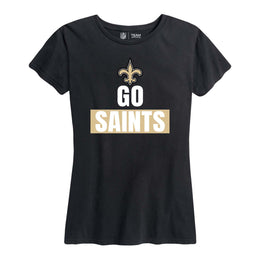 New Orleans Saints NFL Womens Team Slogan Short Sleeve Tshirt - Black
