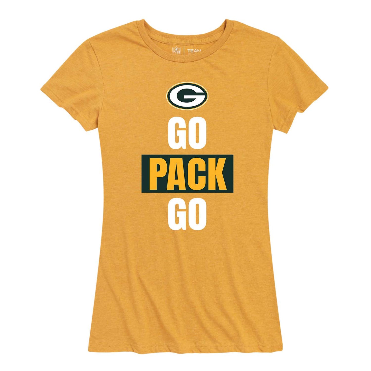 Green Bay Packers NFL Womens Plus Size Team Slogan Short Sleeve T-Shirt - Yellow