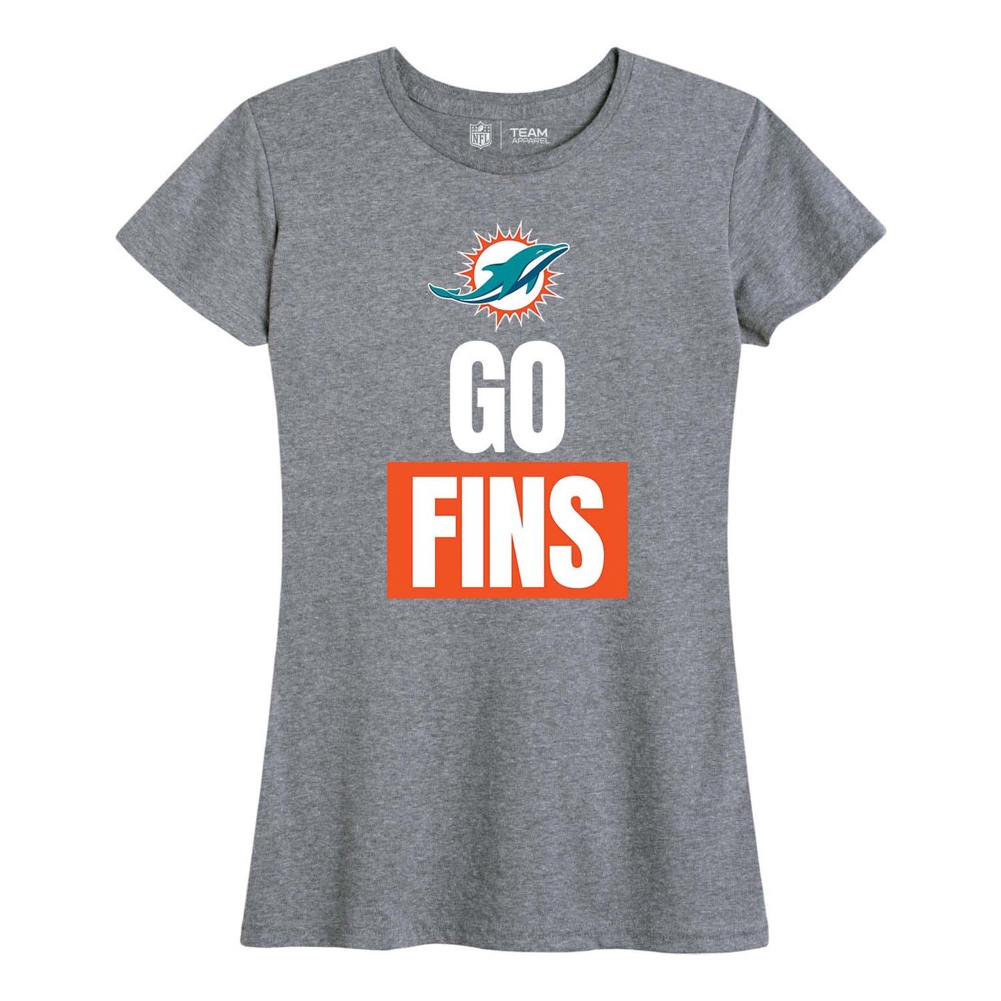 Miami Dolphins NFL Womens Plus Size Team Slogan Short Sleeve T-Shirt - Sport Gray