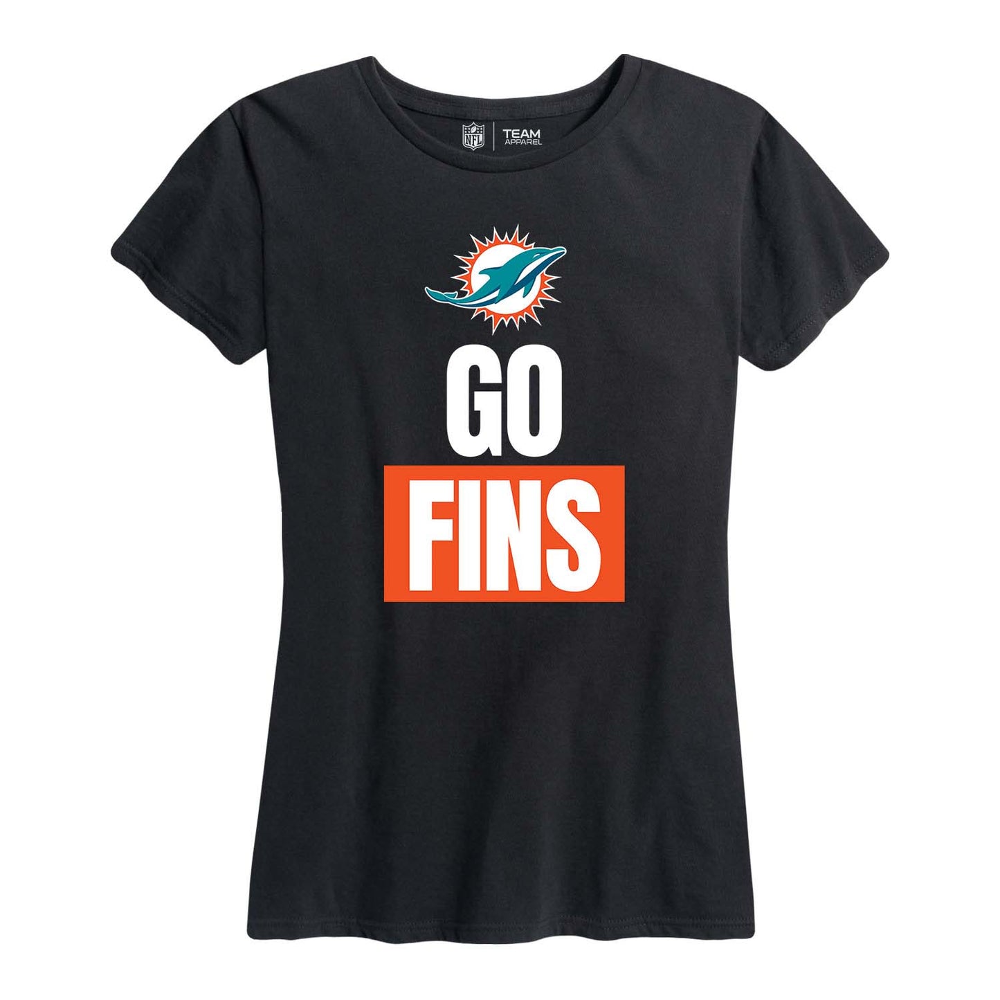 Miami Dolphins NFL Womens Plus Size Team Slogan Short Sleeve T-Shirt - Black