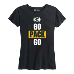 Green Bay Packers NFL Womens Plus Size Team Slogan Short Sleeve T-Shirt - Black