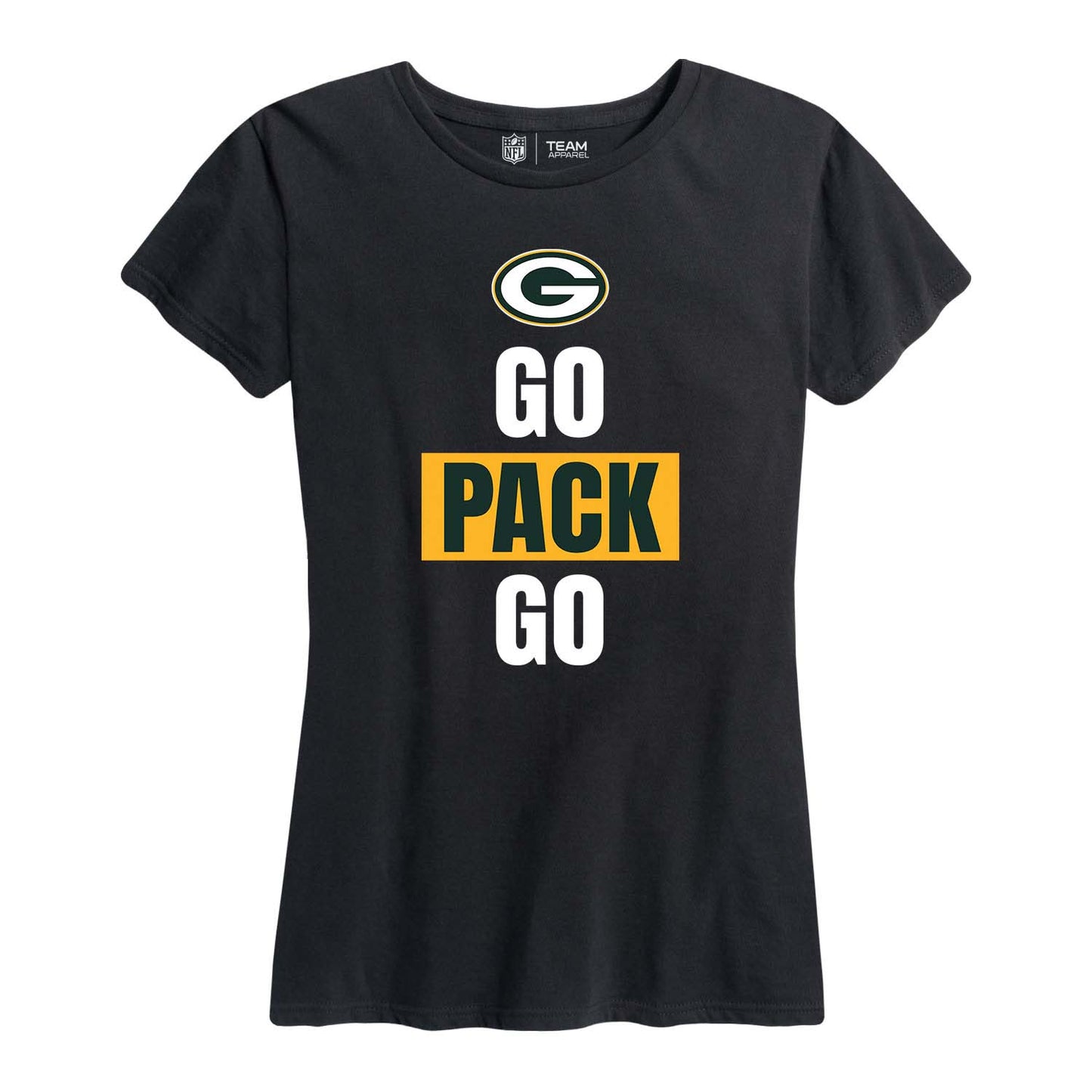 Green Bay Packers NFL Womens Plus Size Team Slogan Short Sleeve T-Shirt - Black