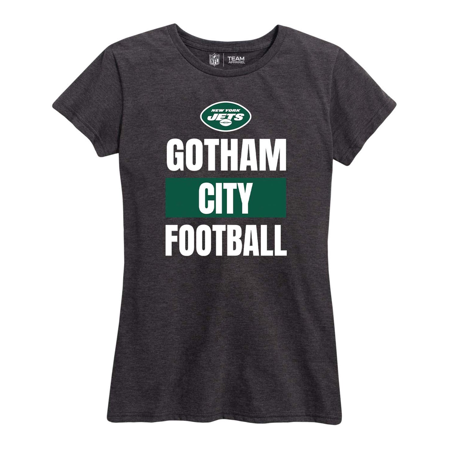 New York Jets NFL Womens Plus Size Team Slogan Short Sleeve T-Shirt - Charcoal