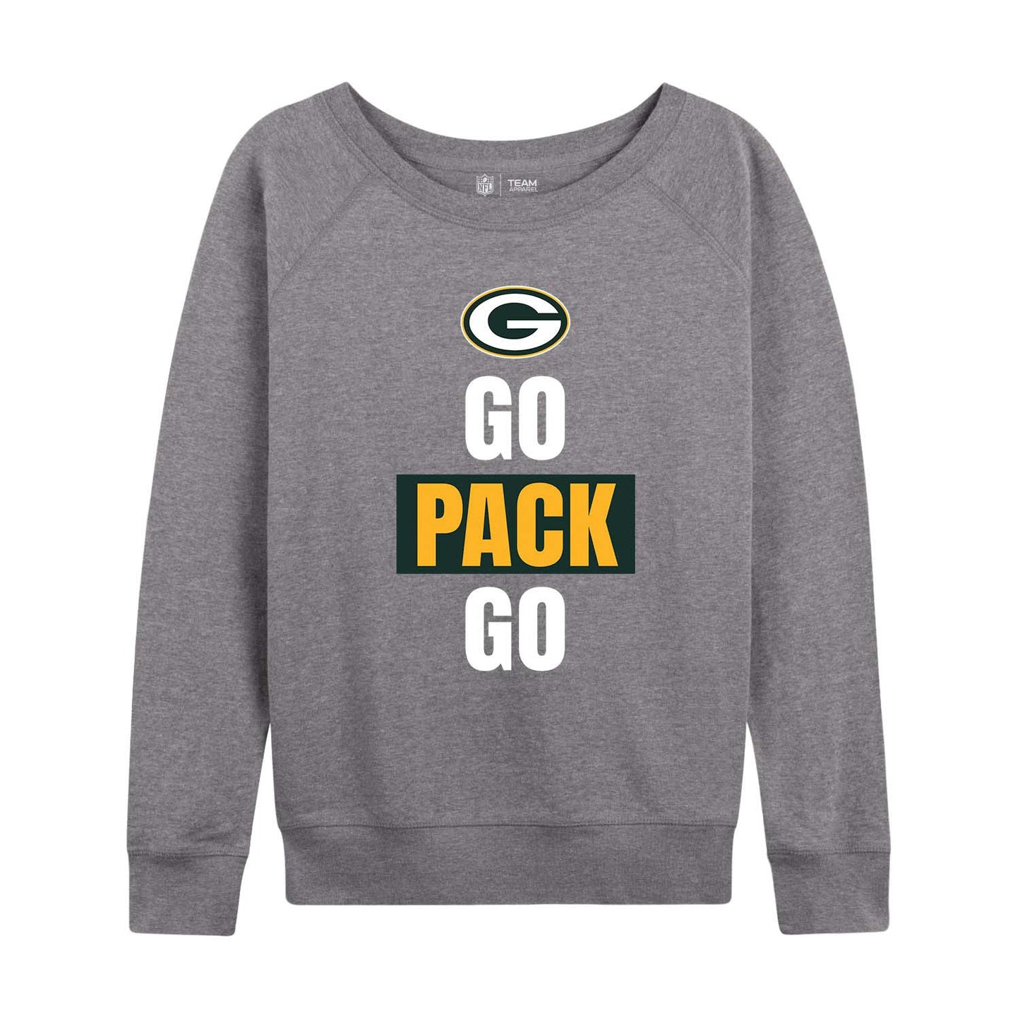 Green Bay Packers NFL Womens Team Slogan Crew Neck - Sport Gray