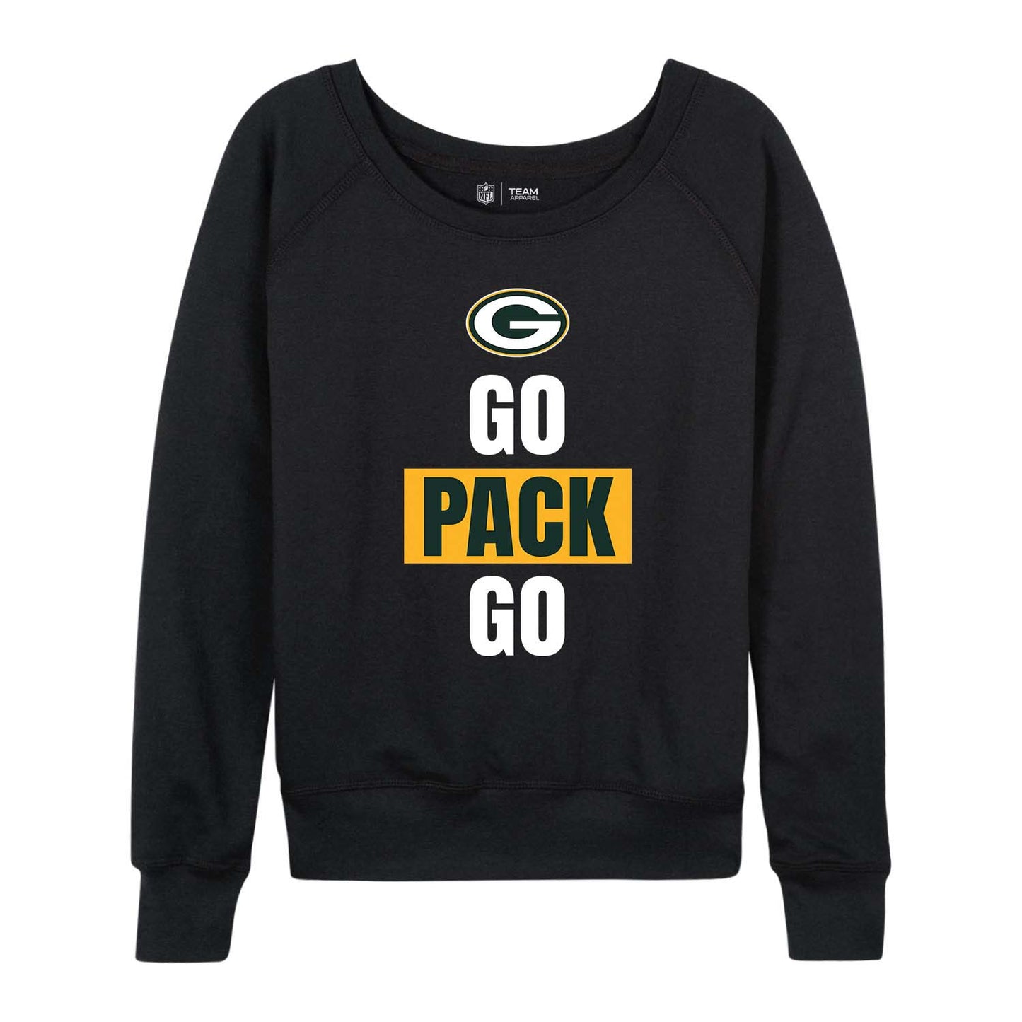 Green Bay Packers NFL Womens Team Slogan Crew Neck - Black