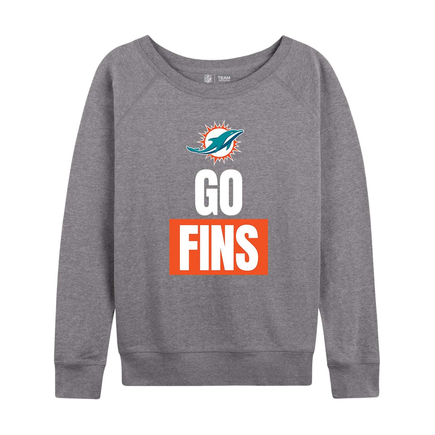 Miami Dolphins NFL Womens Team Slogan Crew Neck - Sport Gray