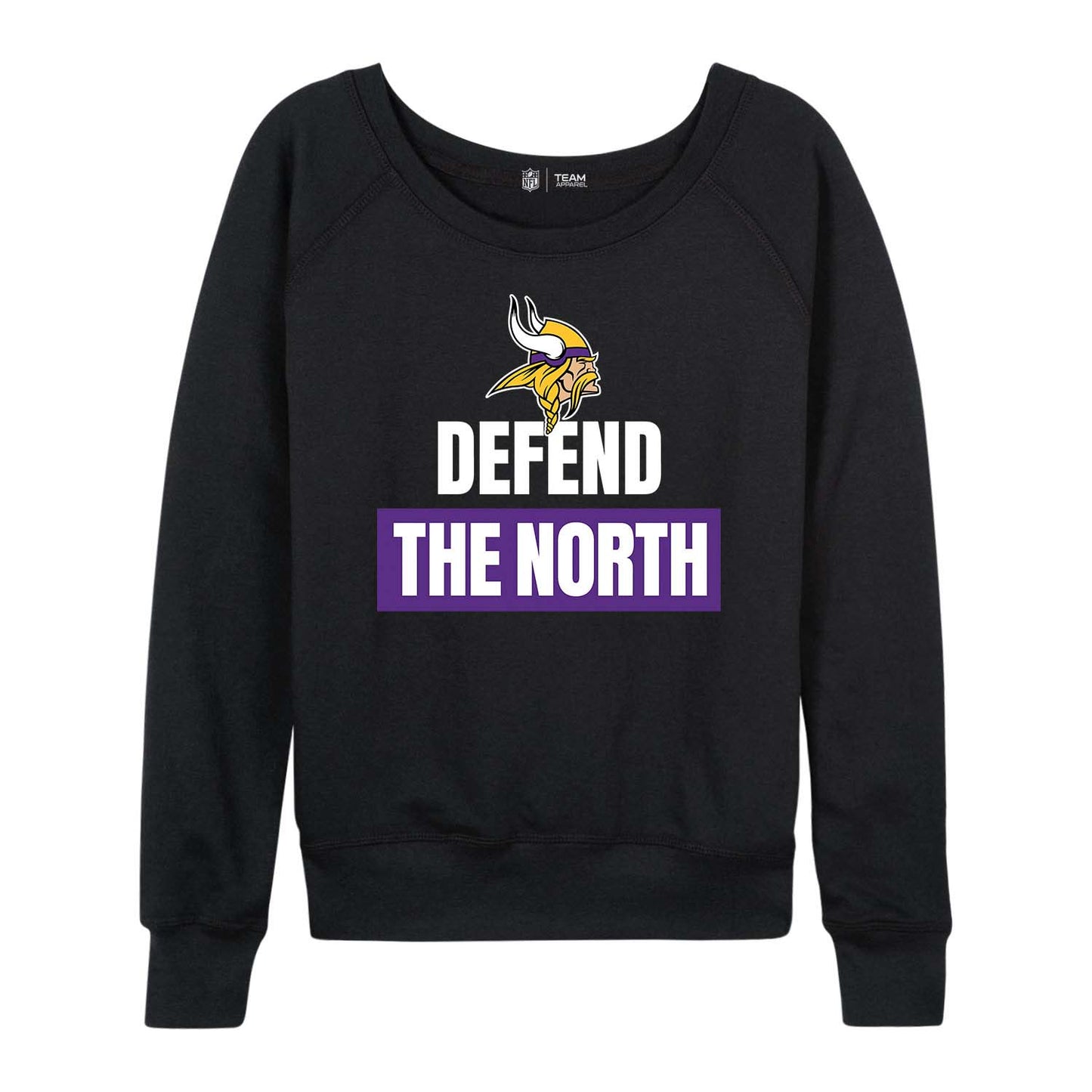 Minnesota Vikings NFL Womens Team Slogan Crew Neck - Black