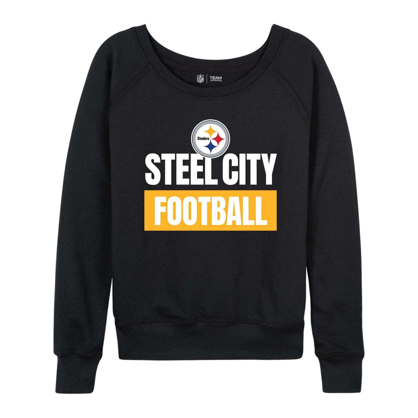 Pittsburgh Steelers NFL Womens Team Slogan Crew Neck - Black