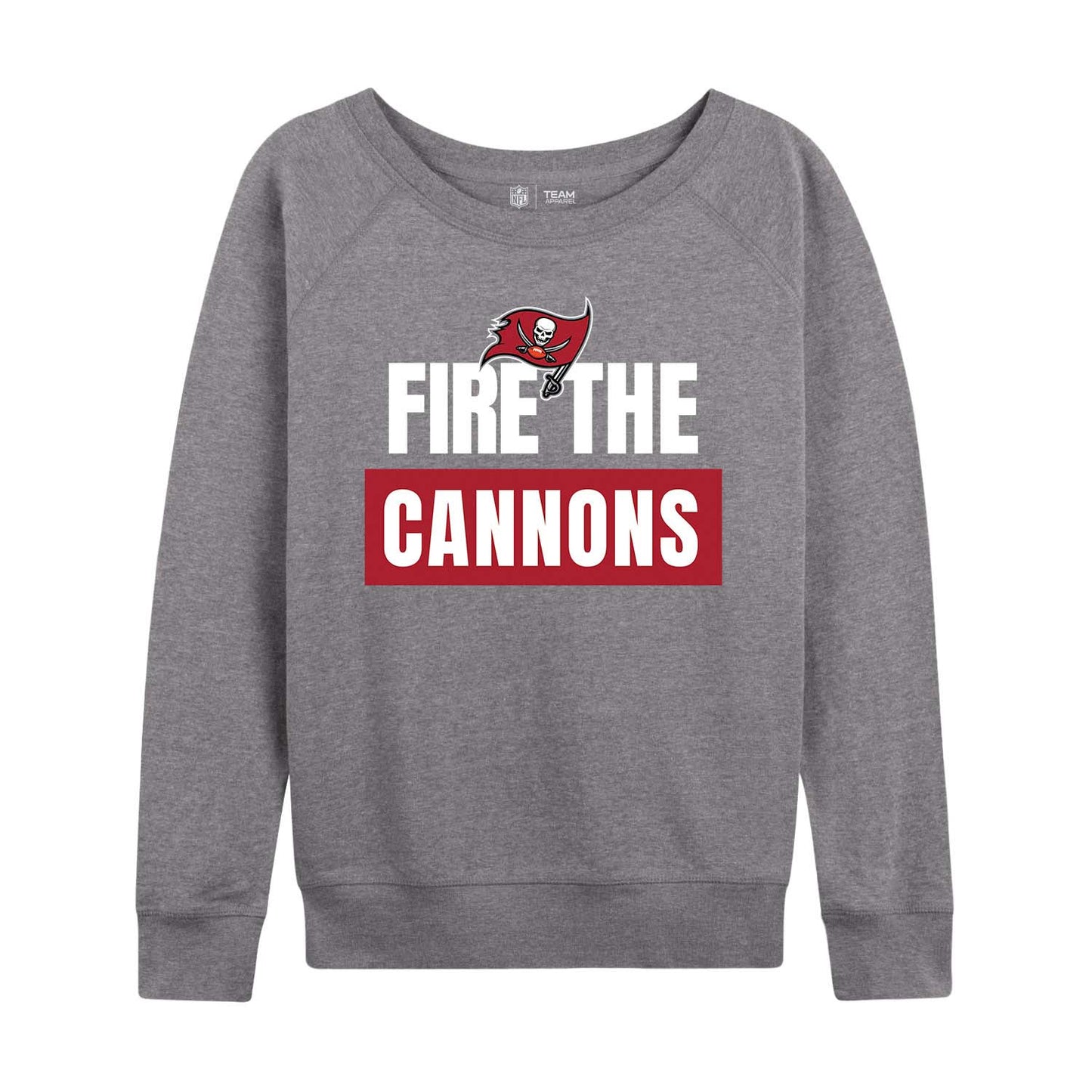 Tampa Bay Buccaneers NFL Womens Team Slogan Crew Neck - Sport Gray