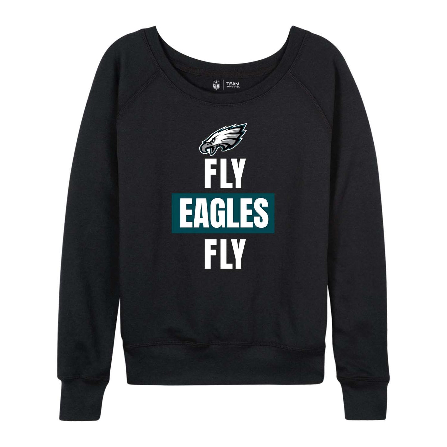 Philadelphia Eagles NFL Womens Team Slogan Crew Neck - Black