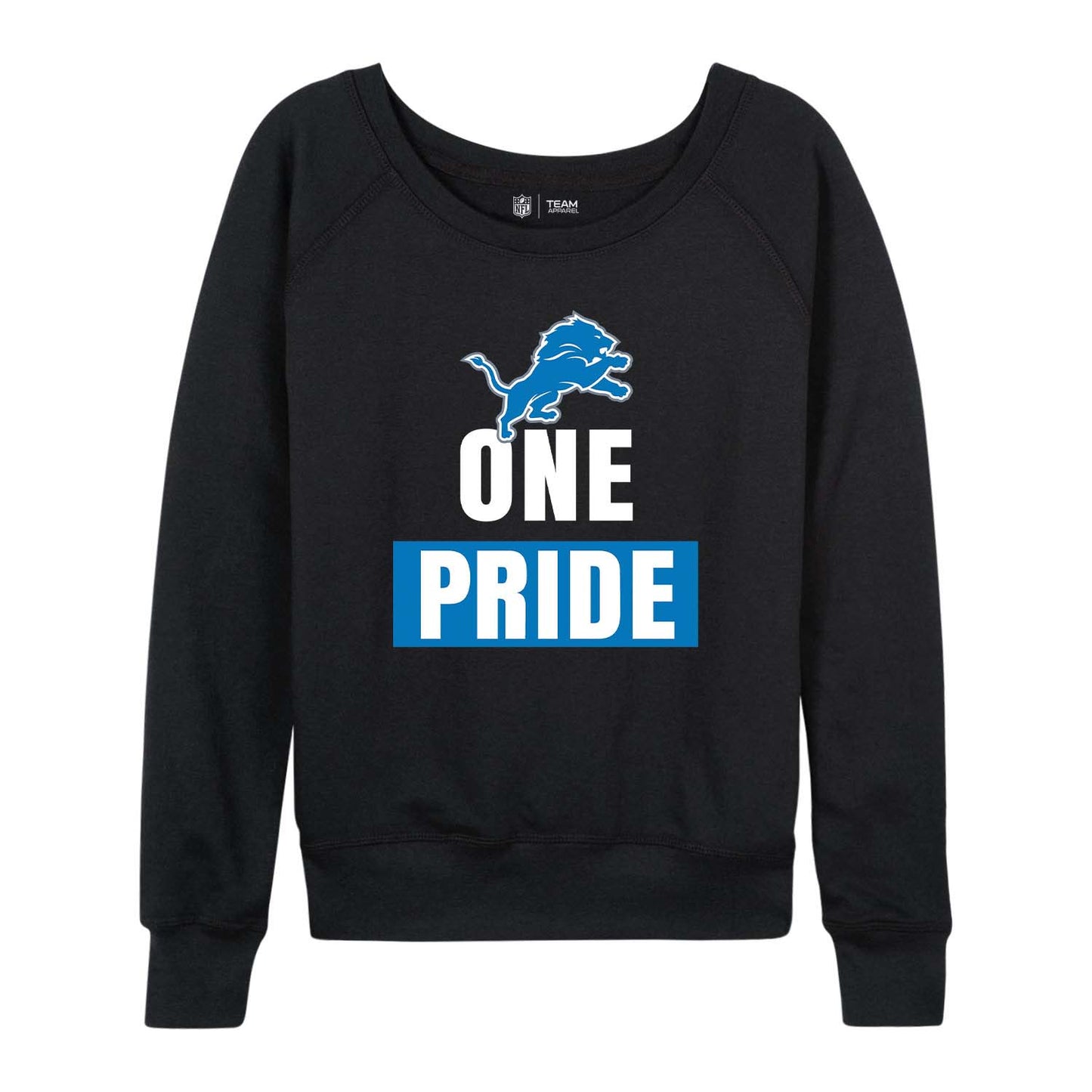 Detroit Lions NFL Womens Plus Size Team Slogan Crew Neck - Black