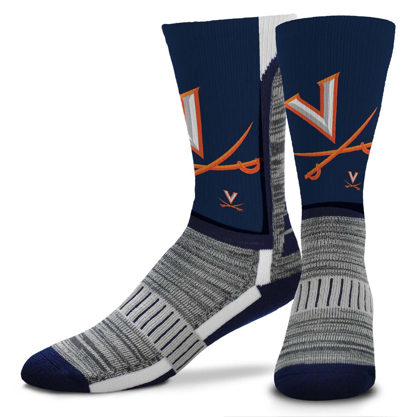 Virginia Cavaliers NCAA Striped Crew Socks Men Women - Navy