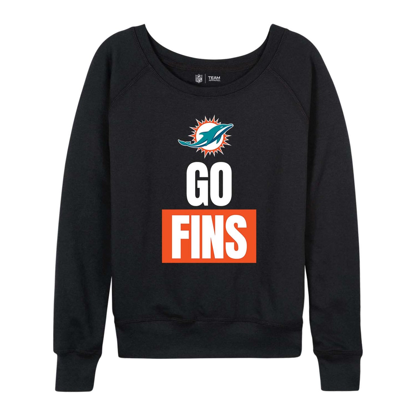 Miami Dolphins NFL Womens Plus Size Team Slogan Crew Neck - Black