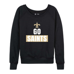 New Orleans Saints NFL Womens Plus Size Team Slogan Crew Neck - Black