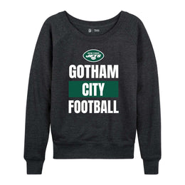New York Jets NFL Womens Plus Size Team Slogan Crew Neck - Charcoal