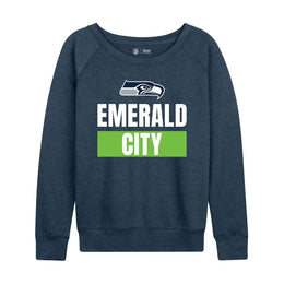Seattle Seahawks NFL Womens Plus Size Team Slogan Crew Neck - Navy