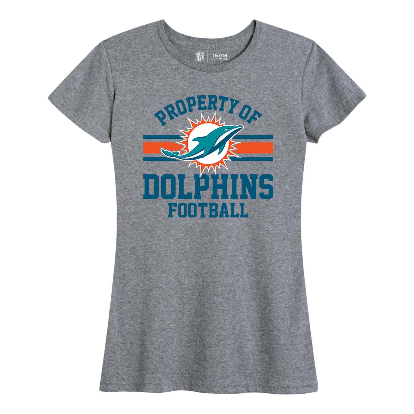 Miami Dolphins NFL Women's Property Of Lightweight Plus Size T-Shirt - Sport Gray