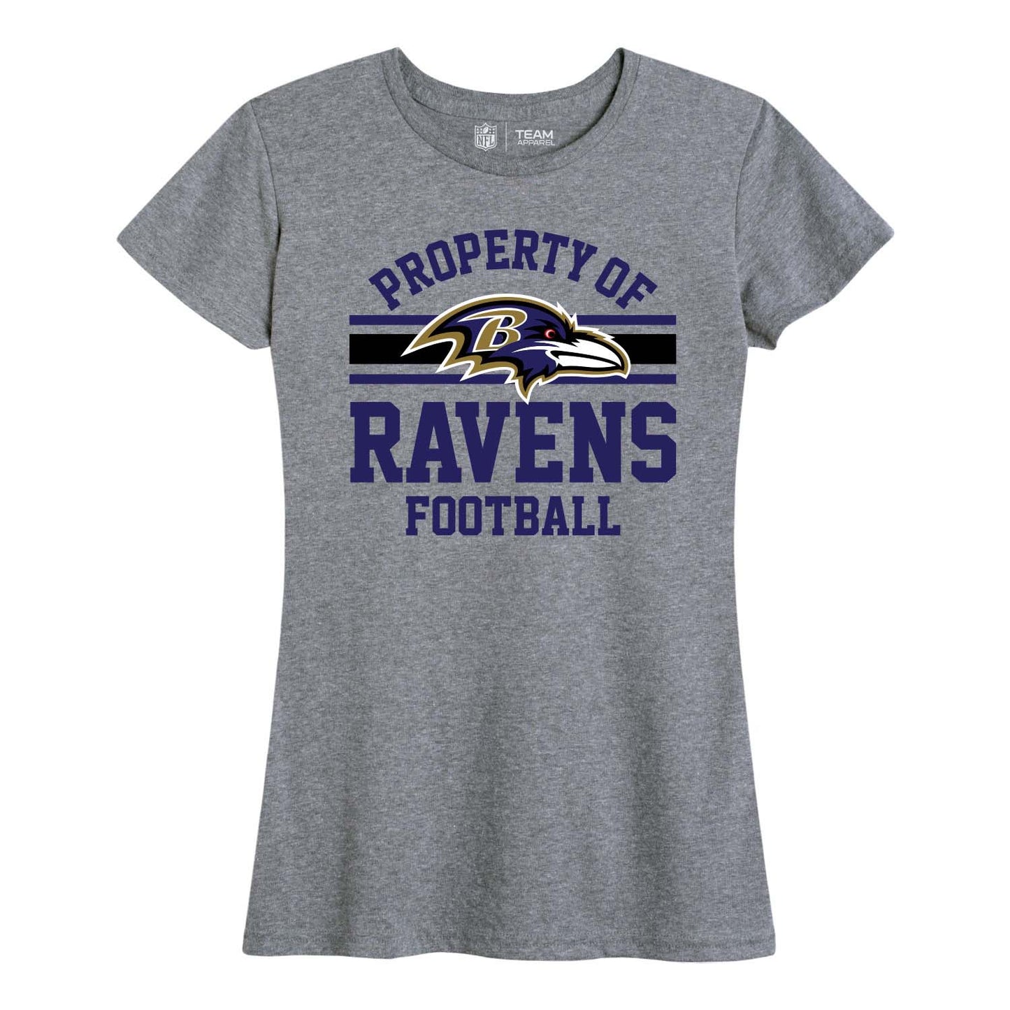 Baltimore Ravens NFL Women's Property Of Lightweight Plus Size T-Shirt - Sport Gray
