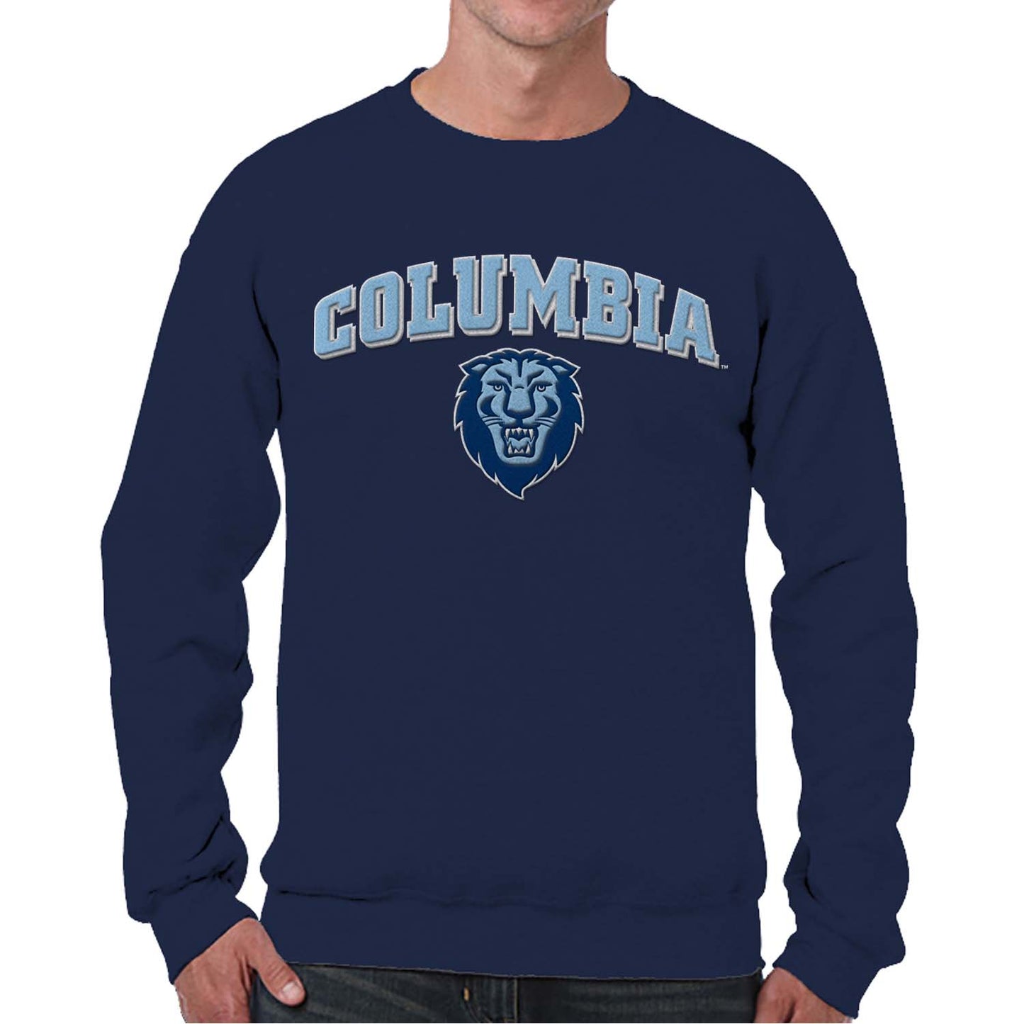 Columbia Lions Adult Tackle Twill Crewneck Sweatshirt - Navy
