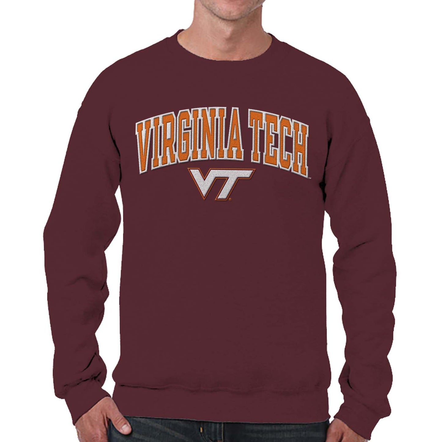 Virginia Tech Hokies NCAA Adult Tackle Twill Crewneck Sweatshirt - Maroon