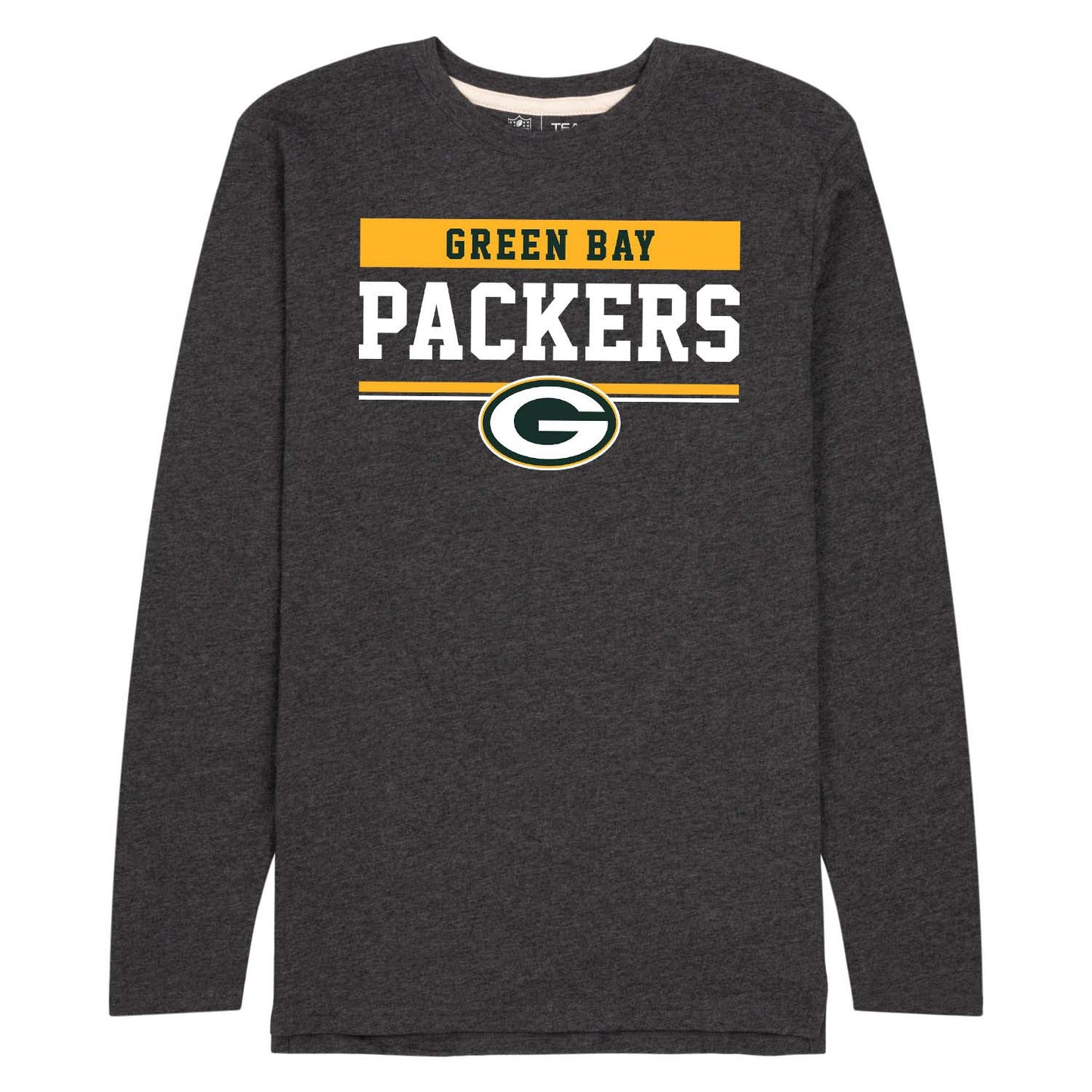 Green Bay Packers NFL Adult Charcoal Long Sleeve T Shirt - Charcoal