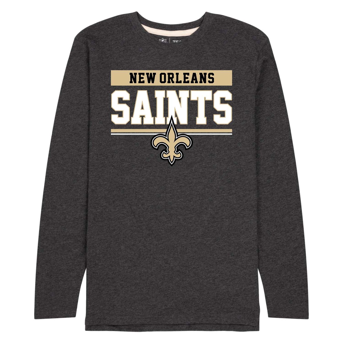 New Orleans Saints NFL Adult Charcoal Long Sleeve T Shirt - Charcoal
