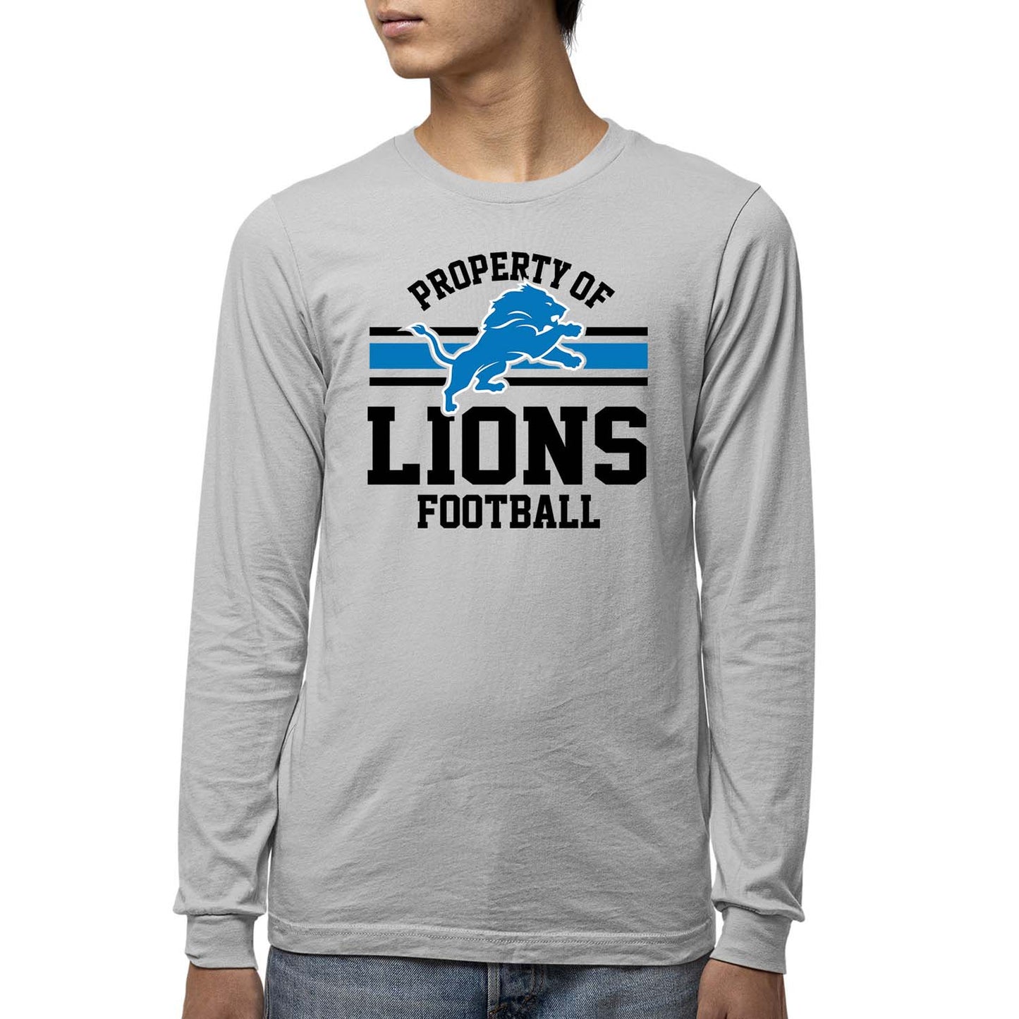 Detroit Lions NFL Youth Property Of Long Sleeve Lightweight T Shirt - Sport Gray