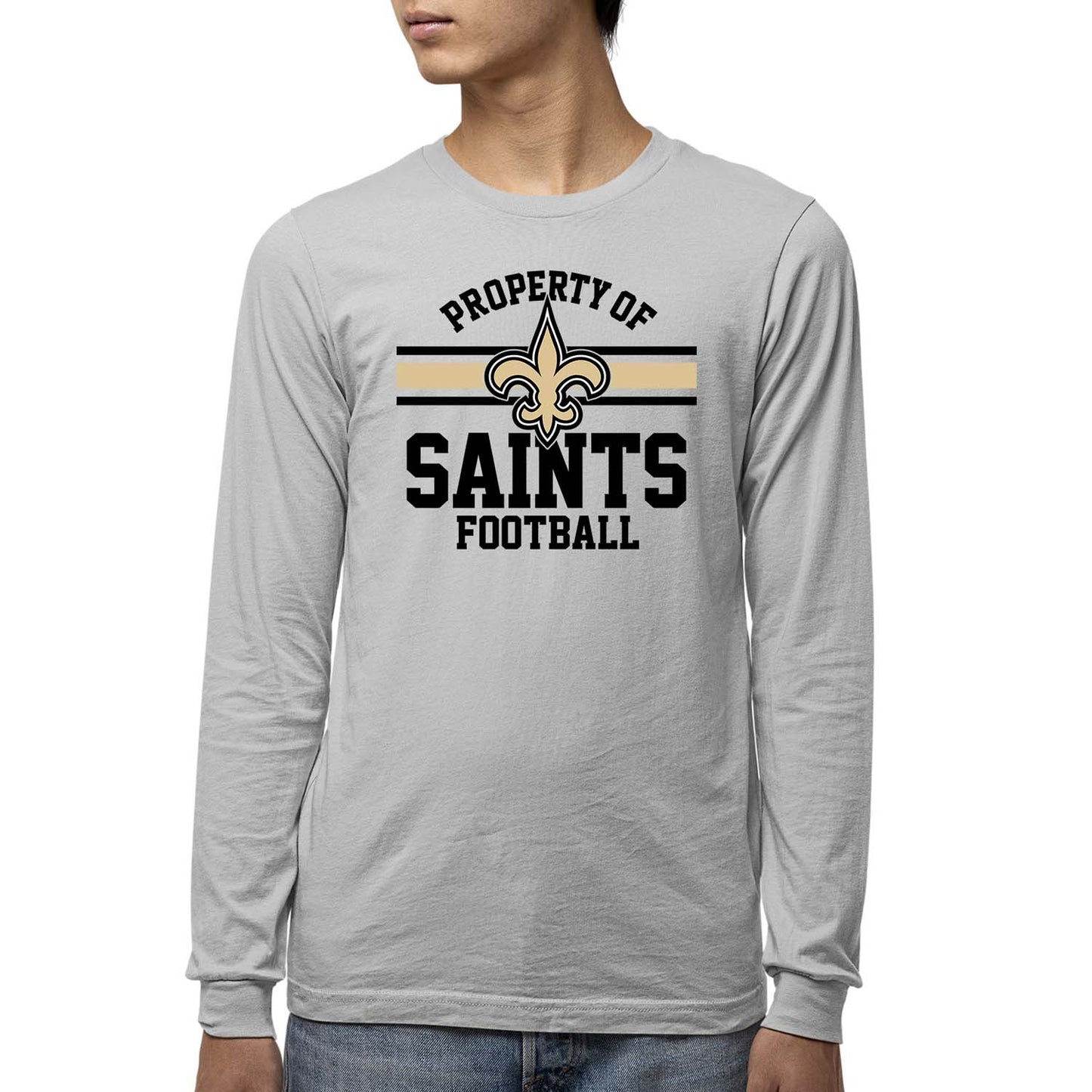 New Orleans Saints NFL Youth Property Of Long Sleeve Lightweight T Shirt - Sport Gray