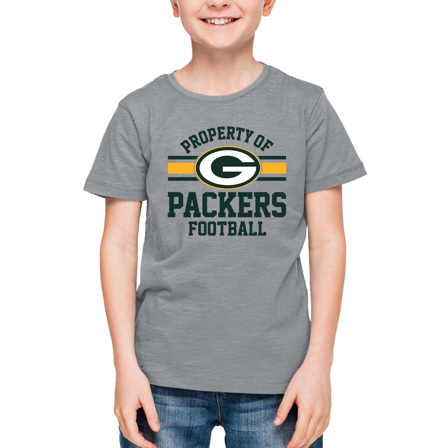 Green Bay Packers NFL Youth Property Of Short Sleeve Lightweight T Shirt - Sport Gray