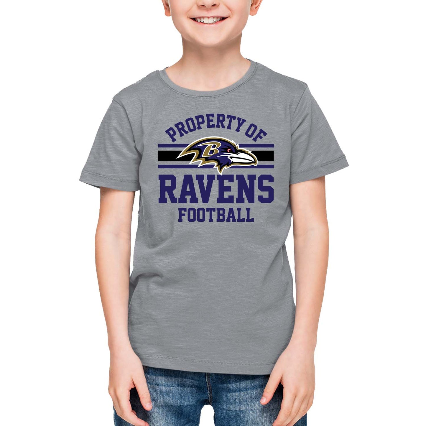 Baltimore Ravens NFL Youth Property Of Short Sleeve Lightweight T Shirt - Sport Gray