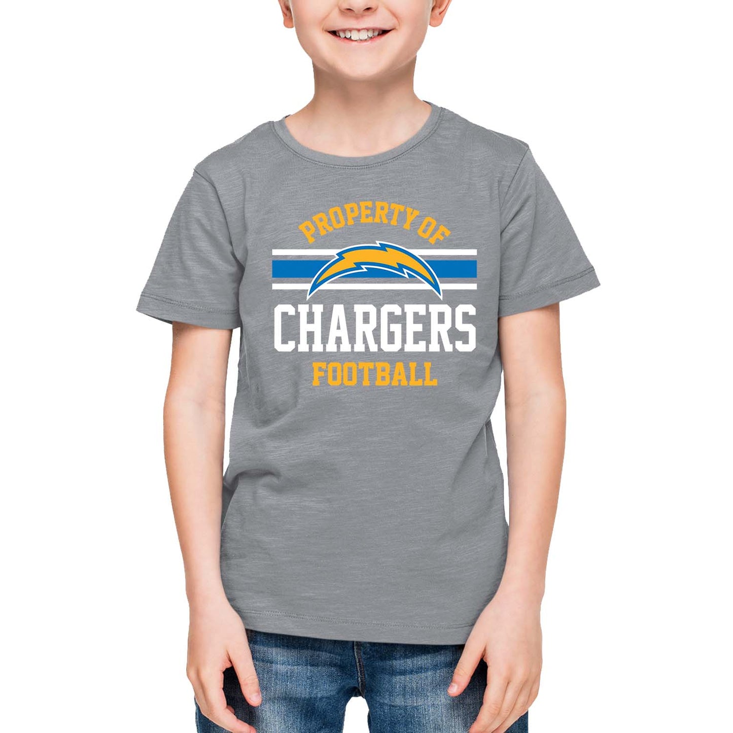 Los Angeles Chargers NFL Youth Property Of Short Sleeve Lightweight T Shirt - Sport Gray