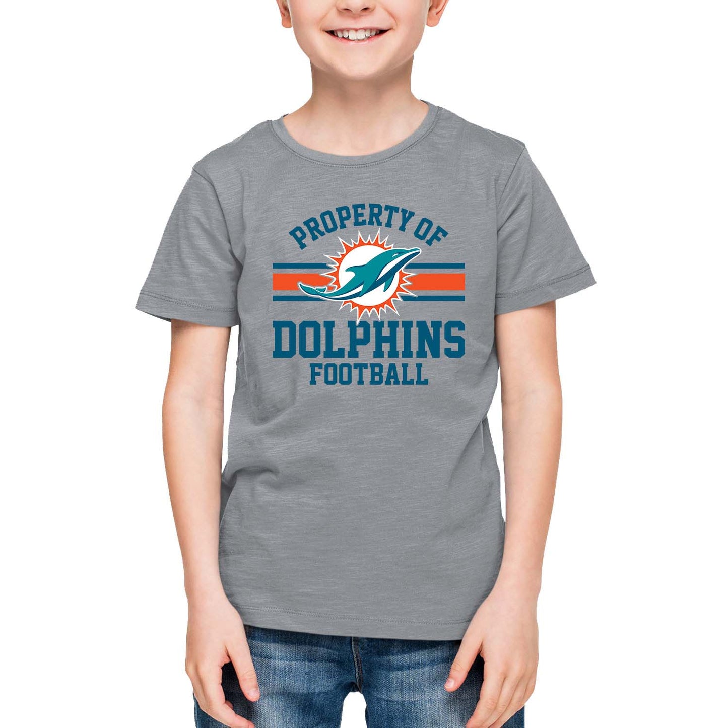 Miami Dolphins NFL Youth Property Of Short Sleeve Lightweight T Shirt - Sport Gray
