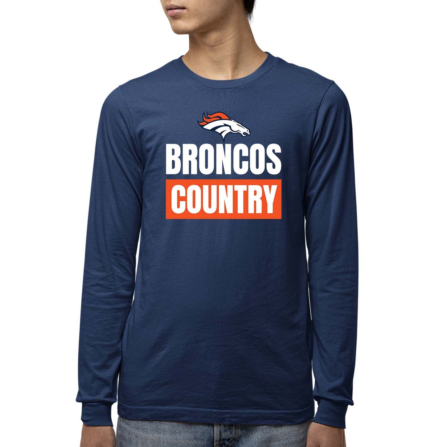 Denver Broncos NFL Youth Team Slogan Long Sleeve Shirt  - Navy