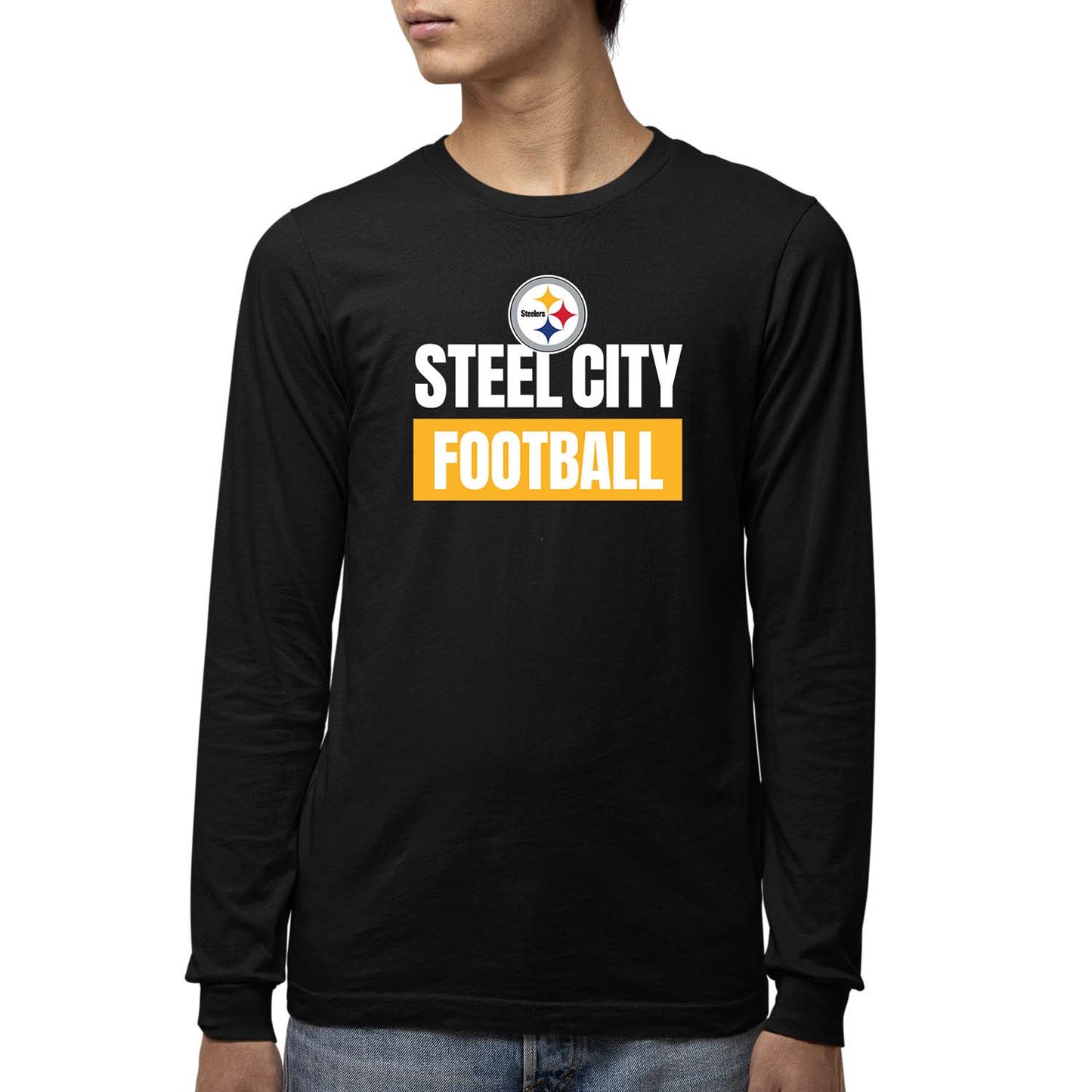 Pittsburgh Steelers NFL Youth Team Slogan Long Sleeve Shirt  - Black