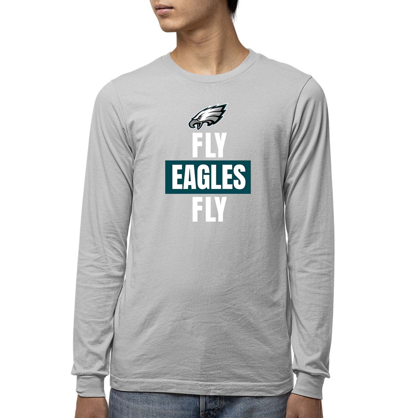 Philadelphia Eagles NFL Youth Team Slogan Long Sleeve Shirt  - Gray